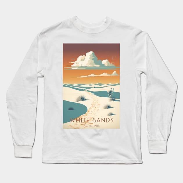 White Sands National Park Travel Poster Long Sleeve T-Shirt by GreenMary Design